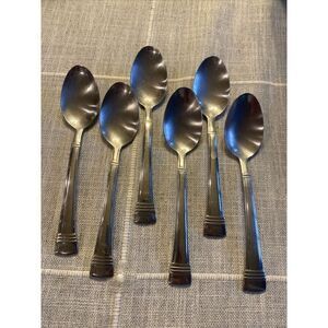 Wallace Zenith Frost Stainless Flatware TEASPOONS 6-3/8" Spoons- Set Of 6